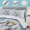 BketraquerC Twin XL Quilt Set, Spring Easter Bunny Eggs Lightweight Soft Microfiber Summer Bedspread Coverlet with 2 Pillow Shams, Blue Bow Plaid Tulips 3 Piece Bedding Set for All Seasons view 4