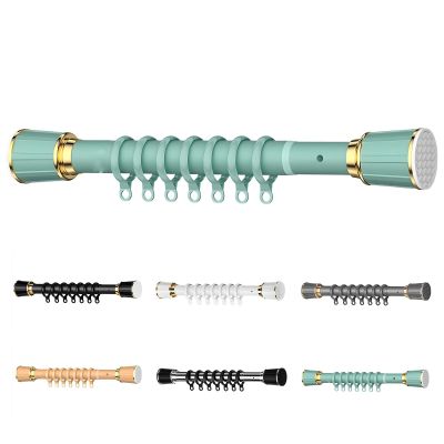 Adjustable Tension Shower Curtain Rod, No Drill Spring Tension Rod for Door, Bathroom, Window, Non Slip Closet Hanging Rods, Indoor/Outdoor Use(Green,102-137.5in)
