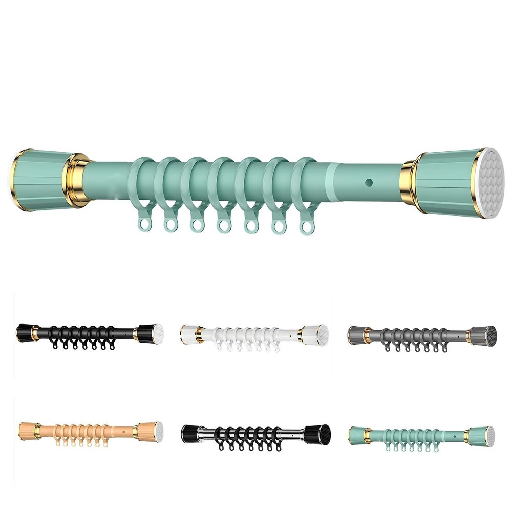 Adjustable Tension Shower Curtain Rod, No Drill Spring Tension Rod for Door, Bathroom, Window, Non Slip Closet Hanging Rods, Indoor/Outdoor Use(Green,102-137.5in)