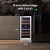 Yeego Wine Fridge Cooler - 15 Inch Dual Zone Wine Fridge Hold 28 Bottles, 40-65F Wine Refrigerator Glass Door, Built in Fridge, Freestanding Adjustable Shelves Fridge for Beer Soda Drink Home Bar view 3