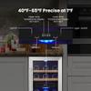 Yeego Wine Fridge Cooler - 15 Inch Dual Zone Wine Fridge Hold 28 Bottles, 40-65F Wine Refrigerator Glass Door, Built in Fridge, Freestanding Adjustable Shelves Fridge for Beer Soda Drink Home Bar view 4