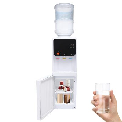 AKSDSGA Top Loading Water Cooler Dispenser for 5 Gallon Bottles, Electric Hot Water Dispenser with Child Safety Lock, Working Indicators & Bottom Storage for Home Office