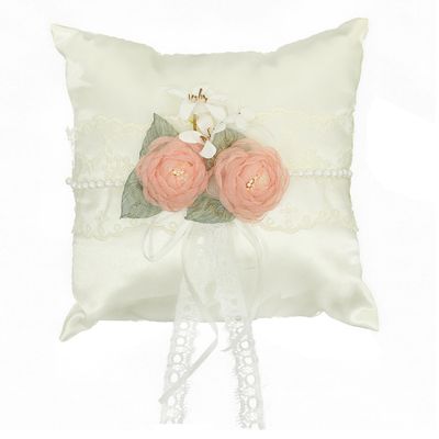 UTHCLO White Flower Ring Cushion for Wedding Couples, Cloth Decor