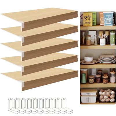5 PCS Wire Shelf Cover, 14 * 26 inch Wire Rack Covers for Pantry, 0.31in Thick PVC Wood-Look Faux Shelf Covers for Wires Shelving Closet, Moisture Resistant Durable, Easy to Cut Install