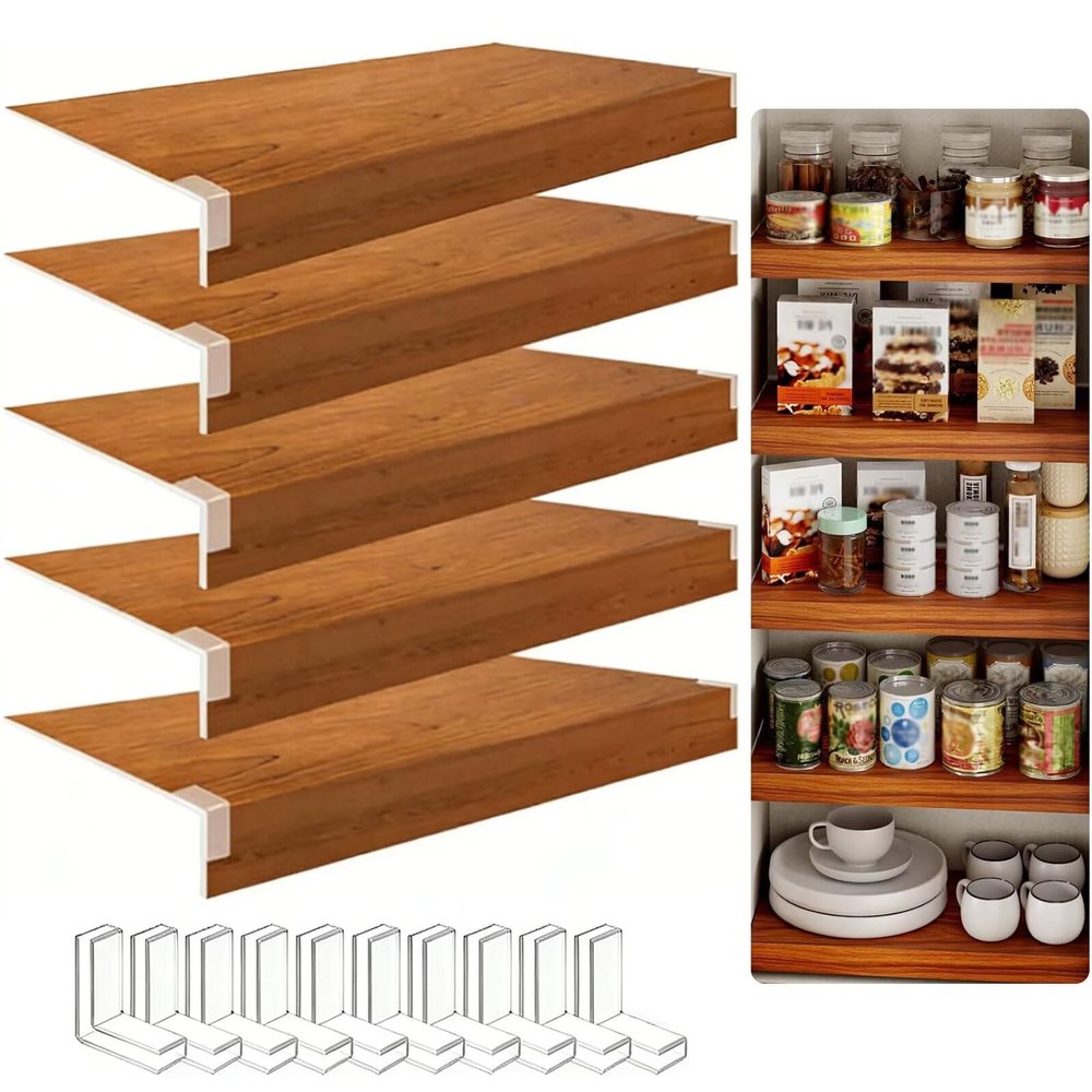 5 PCS Wire Shelf Cover, 16 * 36 inch Wire Rack Covers for Pantry, 0.31in Thick PVC Wood-Look Faux Shelf Covers for Wires Shelving Closet, Moisture Resistant Durable, Easy to Cut Install