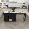 KEIKI 74.8" Kitchen Island with Extendable Dining Table, Rolling Cart with Power Outlet, 3 Drawers & Storage Cabinet on Wheels for Kitchen, Dining Room, Black view 1