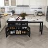 KEIKI 74.8" Kitchen Island with Extendable Dining Table, Rolling Cart with Power Outlet, 3 Drawers & Storage Cabinet on Wheels for Kitchen, Dining Room, Black view 4