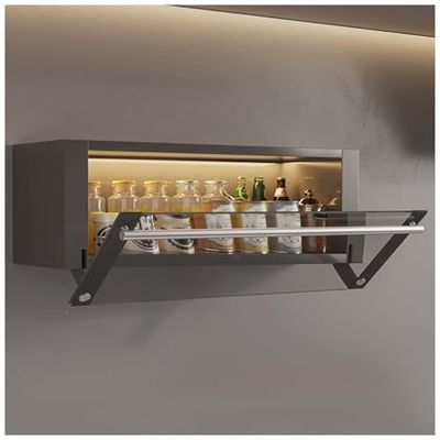 Metal Wall Cabinet for Kitchen & Laundry, Floating Storage nizer with Glass Doors, Stylish Cupboard for Home nization, Space-Saving Solution