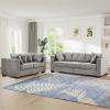 2 Pieces Velvet Couch and Loveseat Sets, Mid Century Modern Couch with Storage, Upholstered Deep Seat Chesterfield Sofa with Nailhead Trim&Pillows, Comfy Sofa for Living Room, Bedroom, Apartment(Grey) view 1