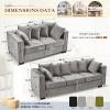 2 Pieces Velvet Couch and Loveseat Sets, Mid Century Modern Couch with Storage, Upholstered Deep Seat Chesterfield Sofa with Nailhead Trim&Pillows, Comfy Sofa for Living Room, Bedroom, Apartment(Grey) view 2