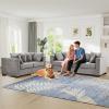 2 Pieces Velvet Couch and Loveseat Sets, Mid Century Modern Couch with Storage, Upholstered Deep Seat Chesterfield Sofa with Nailhead Trim&Pillows, Comfy Sofa for Living Room, Bedroom, Apartment(Grey) view 3