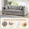 2 Pieces Velvet Couch and Loveseat Sets, Mid Century Modern Couch with Storage, Upholstered Deep Seat Chesterfield Sofa with Nailhead Trim&Pillows, Comfy Sofa for Living Room, Bedroom, Apartment(Grey) view 4