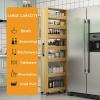 Lajeri Slim Kitchen Storage Cart with Wheels, 7-Tier Narrow Rolling Shelf Next to Fridge, High-Capacity Slide Out Pantry Organizer for Small Spaces Kitchen Dining Room Wood 7.921.672.4in view 3