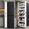 Lajeri Slim Kitchen Storage Cart with Wheels, 7-Tier Narrow Rolling Shelf Next to Fridge, High-Capacity Slide Out Pantry Organizer for Small Spaces Kitchen Dining Room Wood 7.921.672.4in view 4