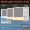 Hasuit Lighted Medicine Cabinet with Mirror and Shelves, Modern Bathroom Medicine Cabinet with Open Storage, Aluminum Channel LED Lights, 35.4'' x 30.7'', White view 3