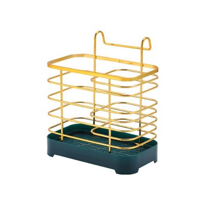 ASWRTYJO Chopsticks Drain Rack Can Be Hung on The Wall, Wrought Iron Double-Lattice Multifunctional Kitchen Tube
