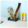 ASWRTYJO Chopsticks Drain Rack Can Be Hung on The Wall, Wrought Iron Double-Lattice Multifunctional Kitchen Tube view 3