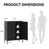 COFaR Black Metal Storage Cabinet, 40 Industrial Kitchen Organizer & Buffet Sideboard, 3-Tier Steel Cabinet with Adjustable Shelves, Magnetic Doors for Coffee Bar, Office, Dining Room view 2