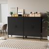 COFaR Black Metal Storage Cabinet, 40 Industrial Kitchen Organizer & Buffet Sideboard, 3-Tier Steel Cabinet with Adjustable Shelves, Magnetic Doors for Coffee Bar, Office, Dining Room view 3
