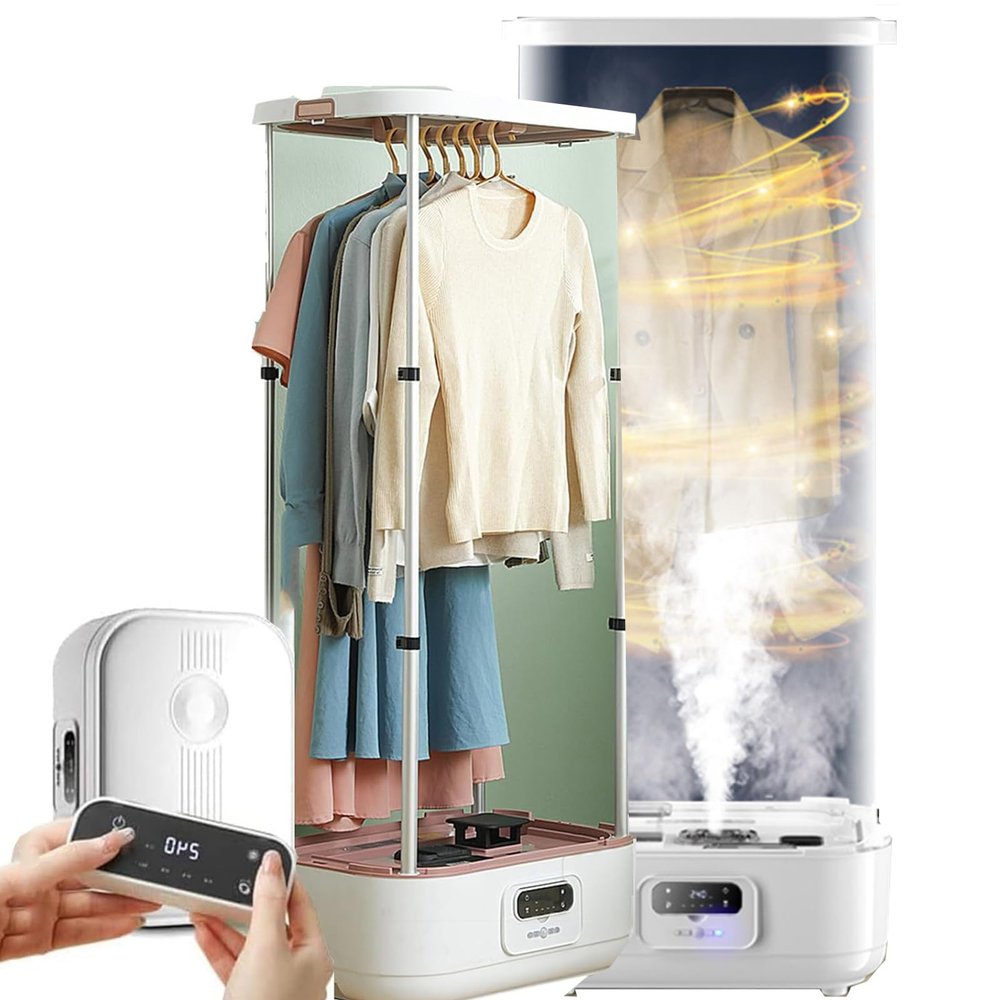Portable Hanging Garment Steamer, 900W Wireless Vertical Steam Iron with Remote Control, Automatic Collapsible Electric Clothes Drying Rack