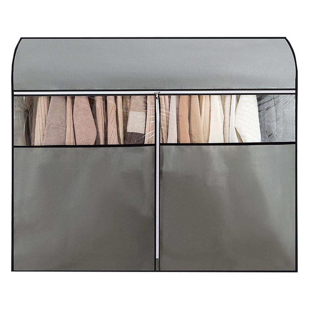 Clothing Rack Cover with Three-Way Zipper, Garment Rack Cover with Visible Window, for Suits, Coats, Shirts(Gray,60 * 120CM/24 * 47IN)