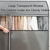 Clothing Rack Cover with Three-Way Zipper, Garment Rack Cover with Visible Window, for Suits, Coats, Shirts(Gray,60 * 120CM/24 * 47IN) view 3