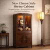 Altar Table Cabinet with Door Storage, Big Cabinet with Large Doors, Tall Home Worship Altar Featuring Bamboo-Inspired Craftsmanship and Enclosed Storage De with Cabinet Door 68*33*170cm/26.8*13*67in view 3