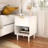 22.83'' H Modern White Nightstand with One Drawer and Open Shelf, Gold - Accented Handle, Ideal for Bedroom Decor view 1