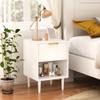 22.83'' H Modern White Nightstand with One Drawer and Open Shelf, Gold - Accented Handle, Ideal for Bedroom Decor view 2