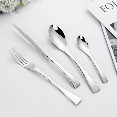 24pcs silverware set for 6, modern stainless steel flatware utensils cutlery set, minimalist fork kinfe spoon sets, mirror polished, gift package for wedding housewarming birthday