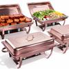 Chafing Dishes for Buffet 4 Pack, Rose Gold Chafing Dish Buffet Set, 8QT Food Warmers for Parties, Elegant Gold Catering Supplies for Events, Weddings, Dinners and Banquets view 1
