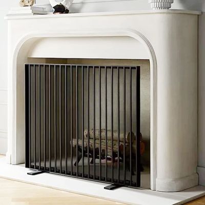 42" Wide Fireplace Screen Cover, Single Panel Fire Spark Guard Gate, Wrought Iron Mesh Fireguards, Fence Protector for Wood Burning/Open Fire, 89cm/35