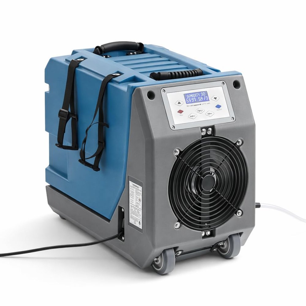 Boltic 145 Pint Commercial Crawl Space Dehumidifier with Automatic Purge Pump, Drain Hose, Wheels, 115V, 740W, Blue and Gray
