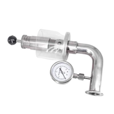 1.5" Tri Clamp 0.2-2.2 Bar Adjustable Pressure Relief Safety Valve 304 Stainless + Pressure Gauge For Beer Fermenter