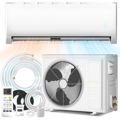 9000 BTU Mini Split AC/Heating System, 19 SEER2 115V Ductless Inverter Air Conditioner with Heat Pump, Up to 450 Sq.Ft, Auto Clean, Defrost, Energy Efficient for Home & Office