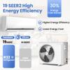9000 BTU Mini Split AC/Heating System, 19 SEER2 115V Ductless Inverter Air Conditioner with Heat Pump, Up to 450 Sq.Ft, Auto Clean, Defrost, Energy Efficient for Home & Office view 3