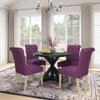 5-Piece Dining Set, Cross-Buck Round Table with 4 Tufted Chairs view 4