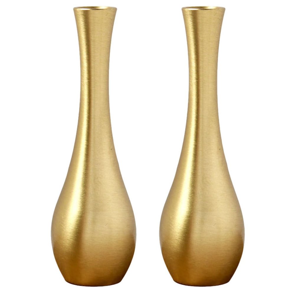 ARTIBETTER 2Pcs Mini Copper Vases Small Metal Desktop Tiny Vase Decoration Brass Flower Holders for Home Office Tabletop Floral Arrangements