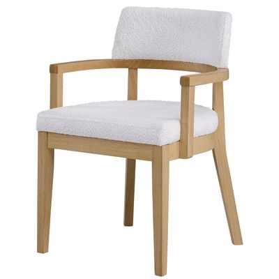 agnixnaf White Dining Chair with Cushion Set of 2, Curved Back & Oak Wood Frame, Modern Kitchen Chair for Restaurant, Living Room, Caf