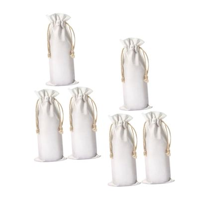 BESPORTBLE Drawstring Linen Wine Bottle Bags 16X35.5Cm Fabric Reusable Decorative Wine Tote Bags for Party Packaging 6pcs