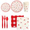 Cabilock Cherry Pattern Disposable Paper Tableware Set, Colored Paper Cups and Plates Napkins, Fruit Design Party Dinnerware for Picnic and Birthday Supplies, 500 Pieces view 1