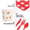 Cabilock Cherry Pattern Disposable Paper Tableware Set, Colored Paper Cups and Plates Napkins, Fruit Design Party Dinnerware for Picnic and Birthday Supplies, 500 Pieces view 4