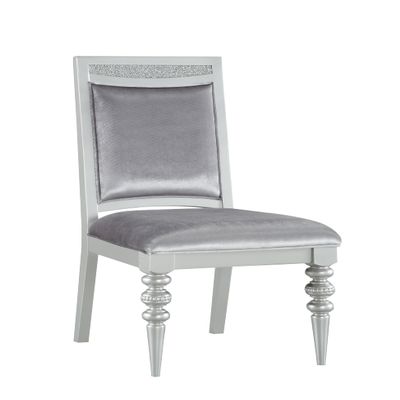 agnixnaf Silver Dining Chair with Cushion Set of 2, High Back & Armless, Gray Frame, Modern Kitchen Chair for Restaurant, Living Room, Caf