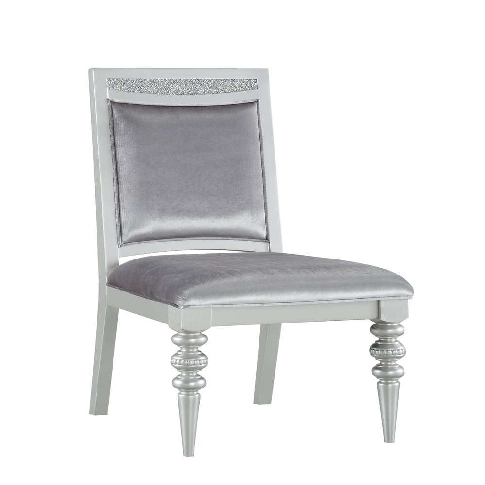 agnixnaf Silver Dining Chair with Cushion Set of 2, High Back & Armless, Gray Frame, Modern Kitchen Chair for Restaurant, Living Room, Caf