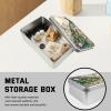 VACGBJPG Metal Tin Box with Lid,Multifunctional Storage Box 4.92x3.54x1.57 Store Tea Biscuits Game Cards and Handcraft Parts,Tarot Cards-with 4 Cable Clips,Peacock Moon Blossom view 2
