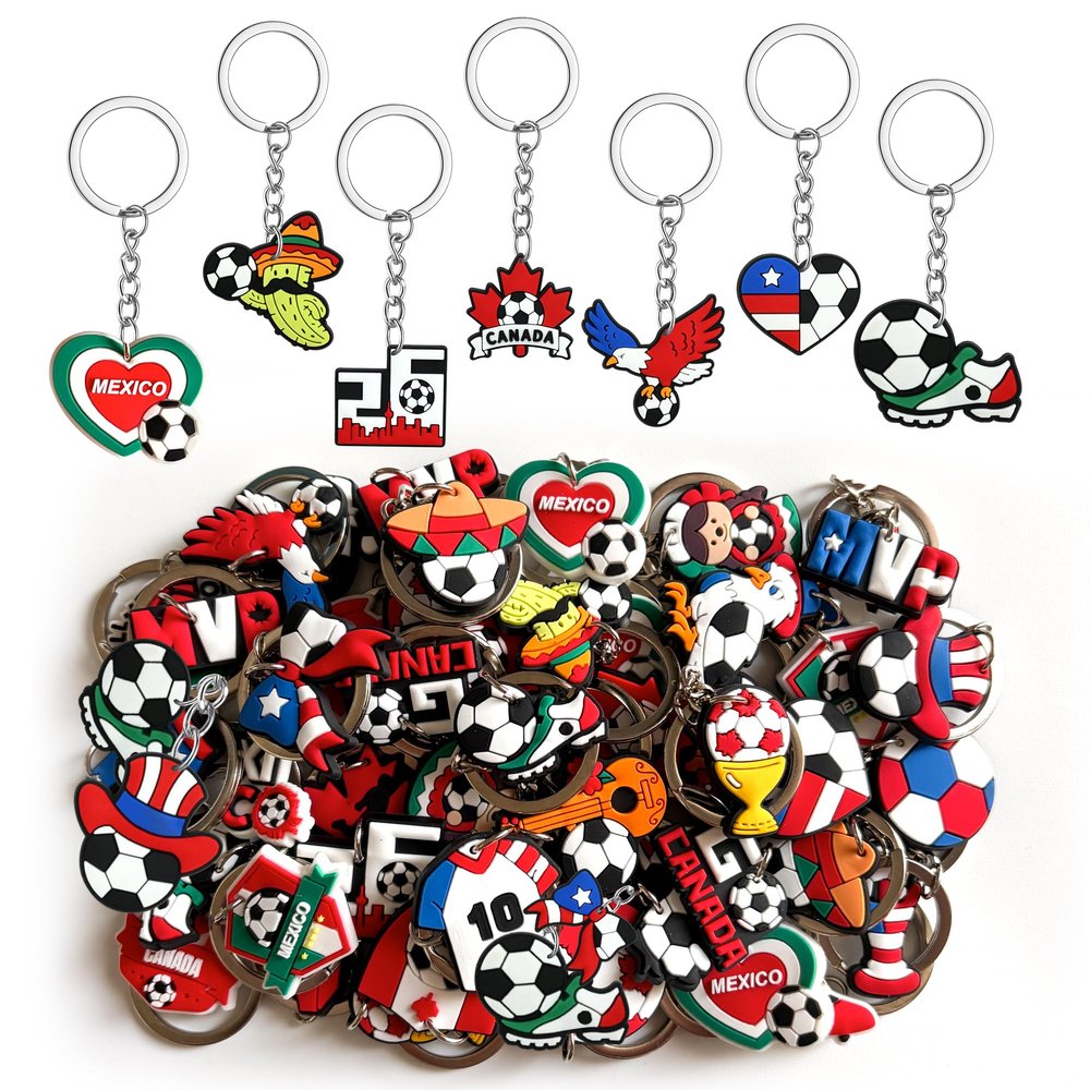 Xandova 36Pcs USA Canada Mexico Soccer Keychain, Stylish Soccer Ball Keychain for Purse, Handbag, Backpack & Bag Decoration