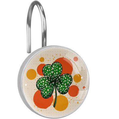 12 Pcs Colorful Shamrock Round Shower Curtain Hooks Stainless Steel Decorative Hanger Rings for Bathroom Kitchen Bedroom Curtain Rods