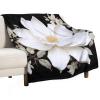 White Floral Blankets Flannel Soft Blanket for Couch Warm Cozy Throw Blankets Fashion Bed Blanket Thick Bath Towel Bedspread Tapestry for Home Supplies Gift 32"x48" view 3