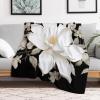 White Floral Blankets Flannel Soft Blanket for Couch Warm Cozy Throw Blankets Fashion Bed Blanket Thick Bath Towel Bedspread Tapestry for Home Supplies Gift 32"x48" view 4