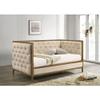Kiwaou Twin Size Daybed in Natural Oak, Transitional Style with Diamond Tufting and Wood Trim, Mattress Ready for Living Room or Bedroom view 1